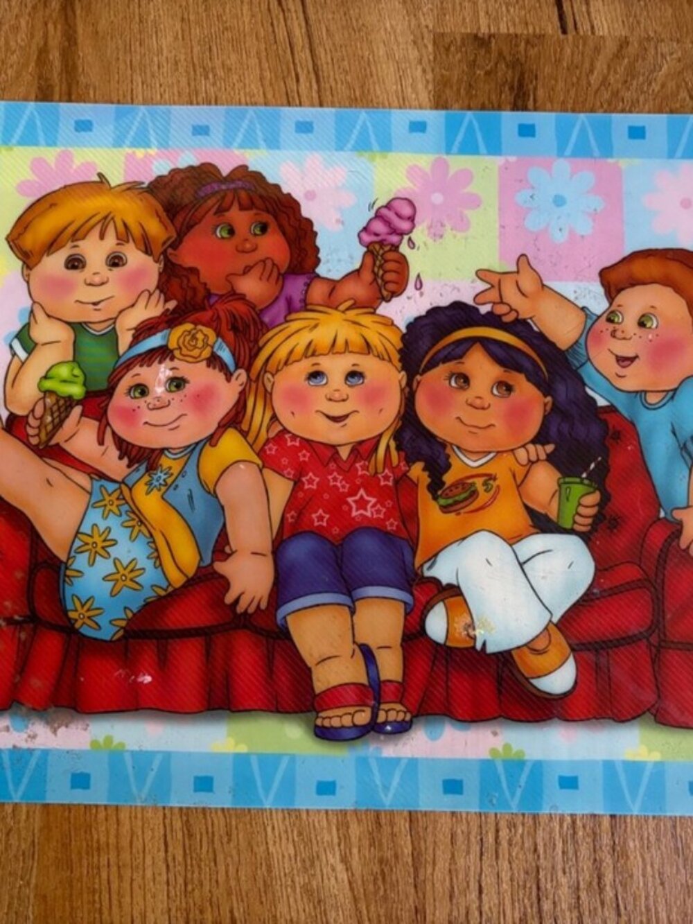 Vintage Cabbage Patch kids plastic placemat 17x12 dolls